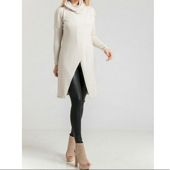 Oatmeal Cowl Neck Tunic - Picture 2 of 2